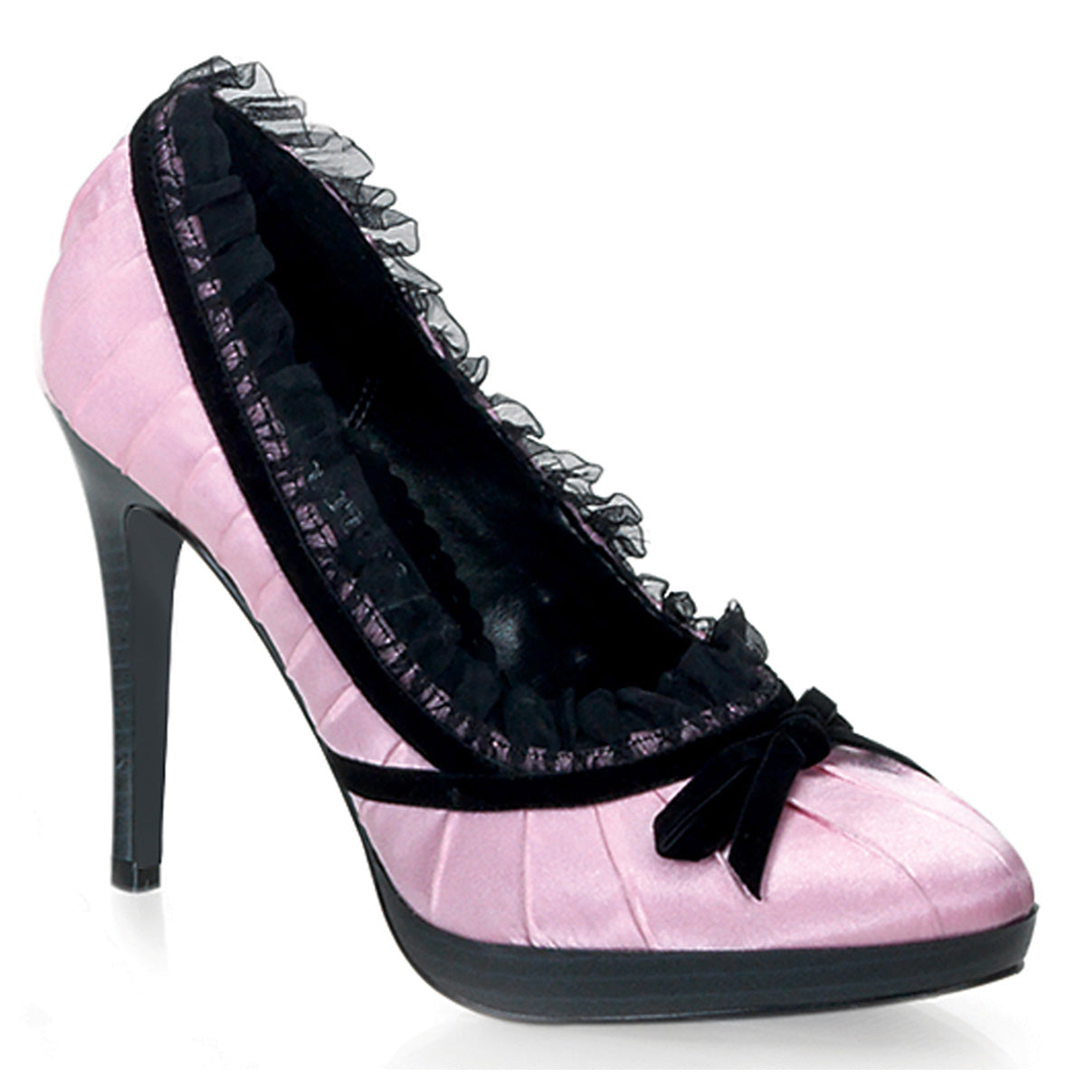 BLISS-38 Pin Up 4 Inch Heel Pink-Black Satin Burlesque Shoes-Pin Up Couture- Sexy Shoes