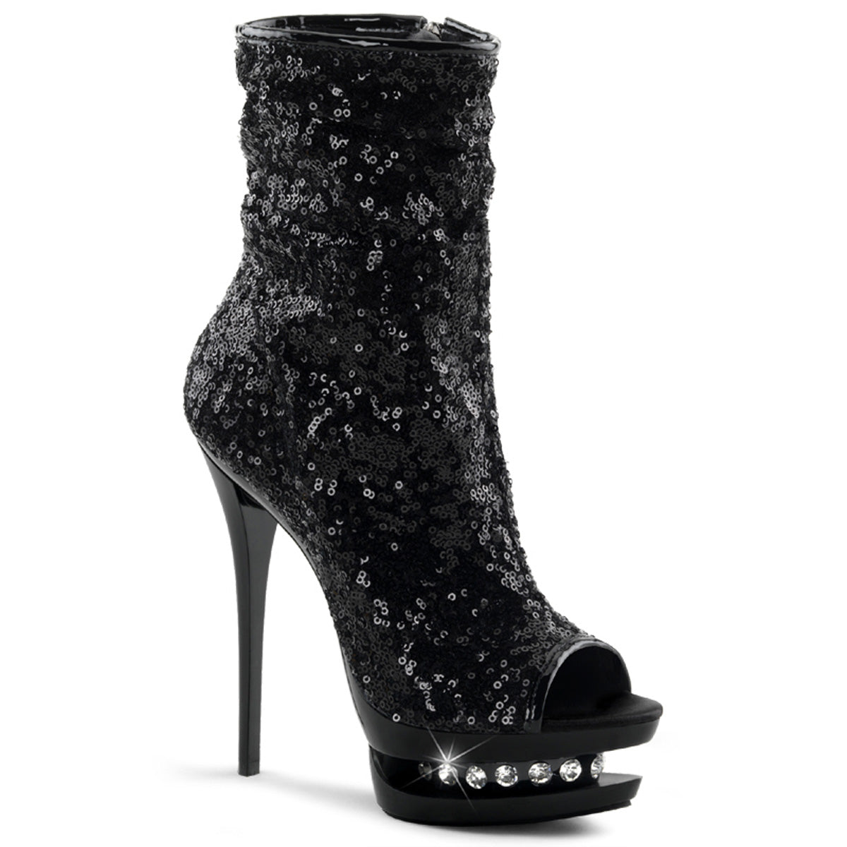 BLONDIE-R-1008 Sexy 6 Inch Black Sequin Pole Dancer Platform-Pleaser- Sexy Shoes