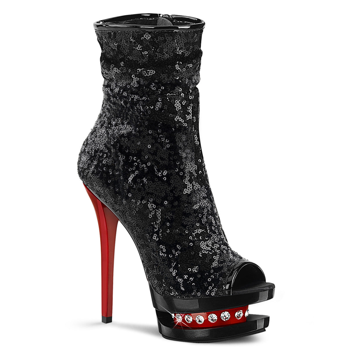 BLONDIE-R-1008 Sexy 6 Inch Black Sequins Pole Dancer Kinky Boots