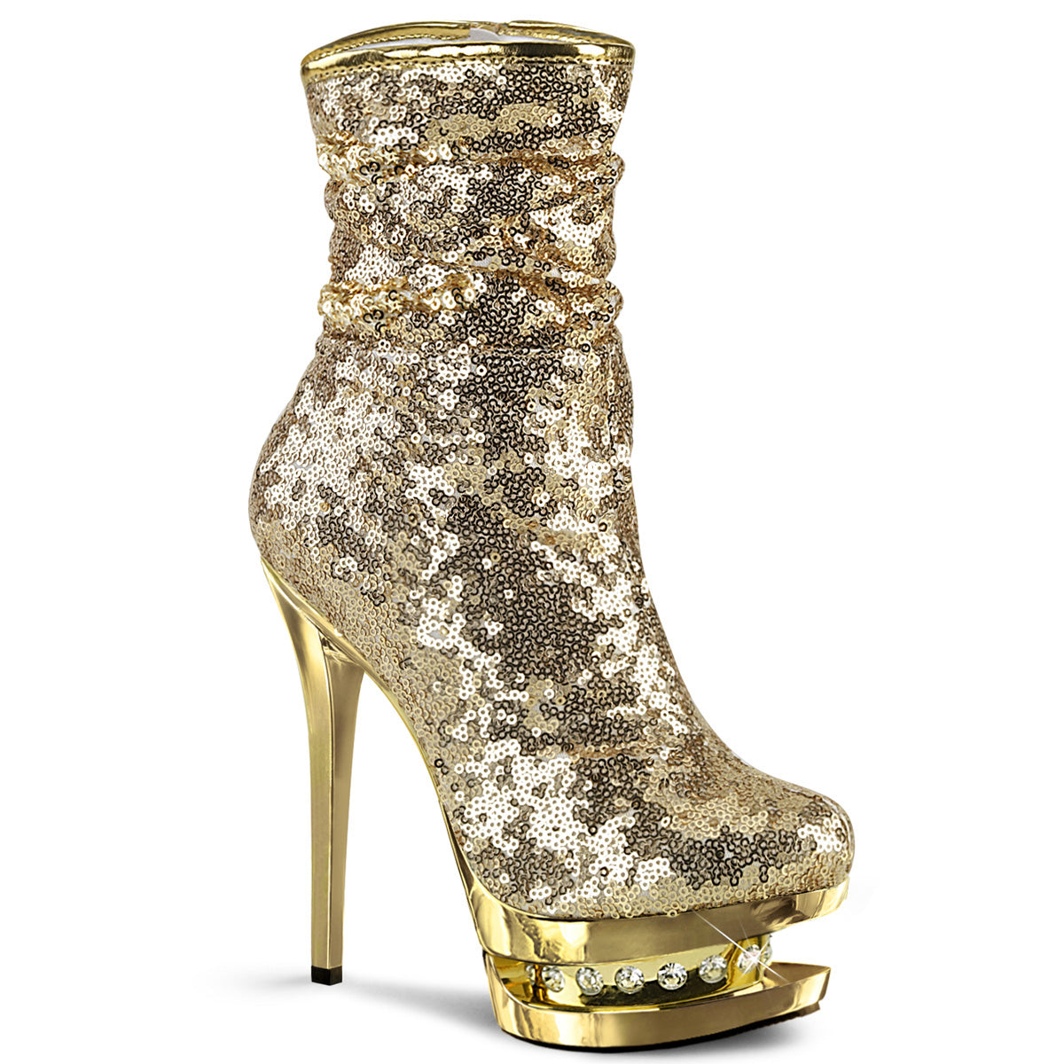 Gold Sequins 6 Inch Glamour Models Ankle Boots -  Pleaser BLONDIE-R-1009