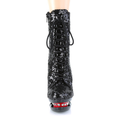 BLONDIE-R-1020 Sexy 6 Inch Black Sequins Pole Dancing Shoes-Pleaser- Sexy Shoes Alternative Footwear