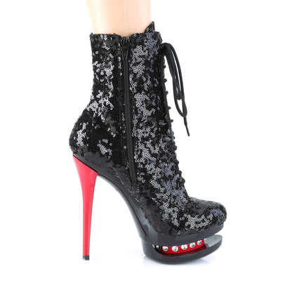 BLONDIE-R-1020 Sexy 6 Inch Black Sequins Pole Dancing Shoes-Pleaser- Sexy Shoes Fetish Heels