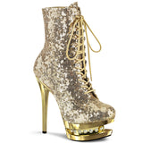 Gold Sequins 6 Inch Exotic Platform Ankle Boots -  Pleaser BLONDIE-R-1020