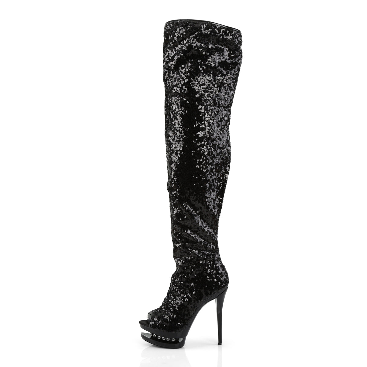 BLONDIE-R-3011 Sexy 6 Inch Black Sequins Pole Dancing Shoes-Pleaser- Sexy Shoes Pole Dance Heels