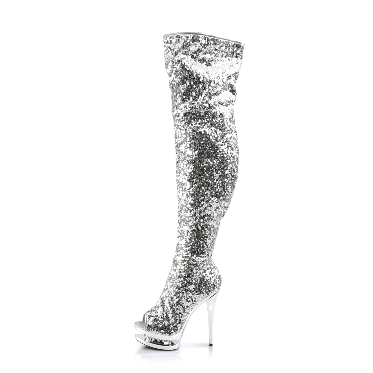 BLONDIE-R-3011 Sexy 6" Silver Sequins Pole Dancer Platforms-Pleaser- Sexy Shoes Pole Dance Heels
