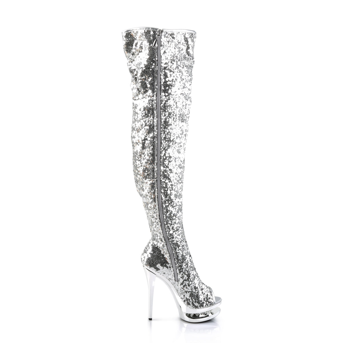 BLONDIE-R-3011 Sexy 6" Silver Sequins Pole Dancer Platforms-Pleaser- Sexy Shoes Fetish Heels