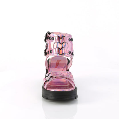 BRATTY-07 Demoniacult Alternative Footwear Pink Holographic Sandals