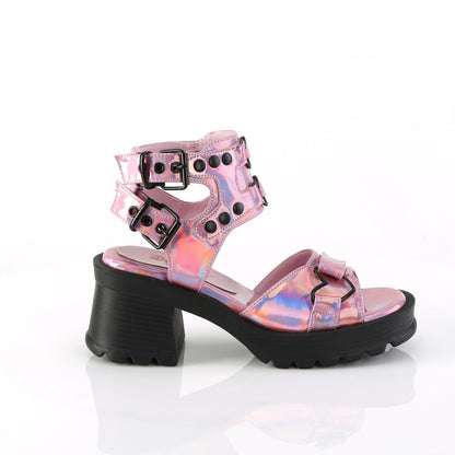 BRATTY-07 Demoniacult Alternative Footwear Pink Holographic Sandals