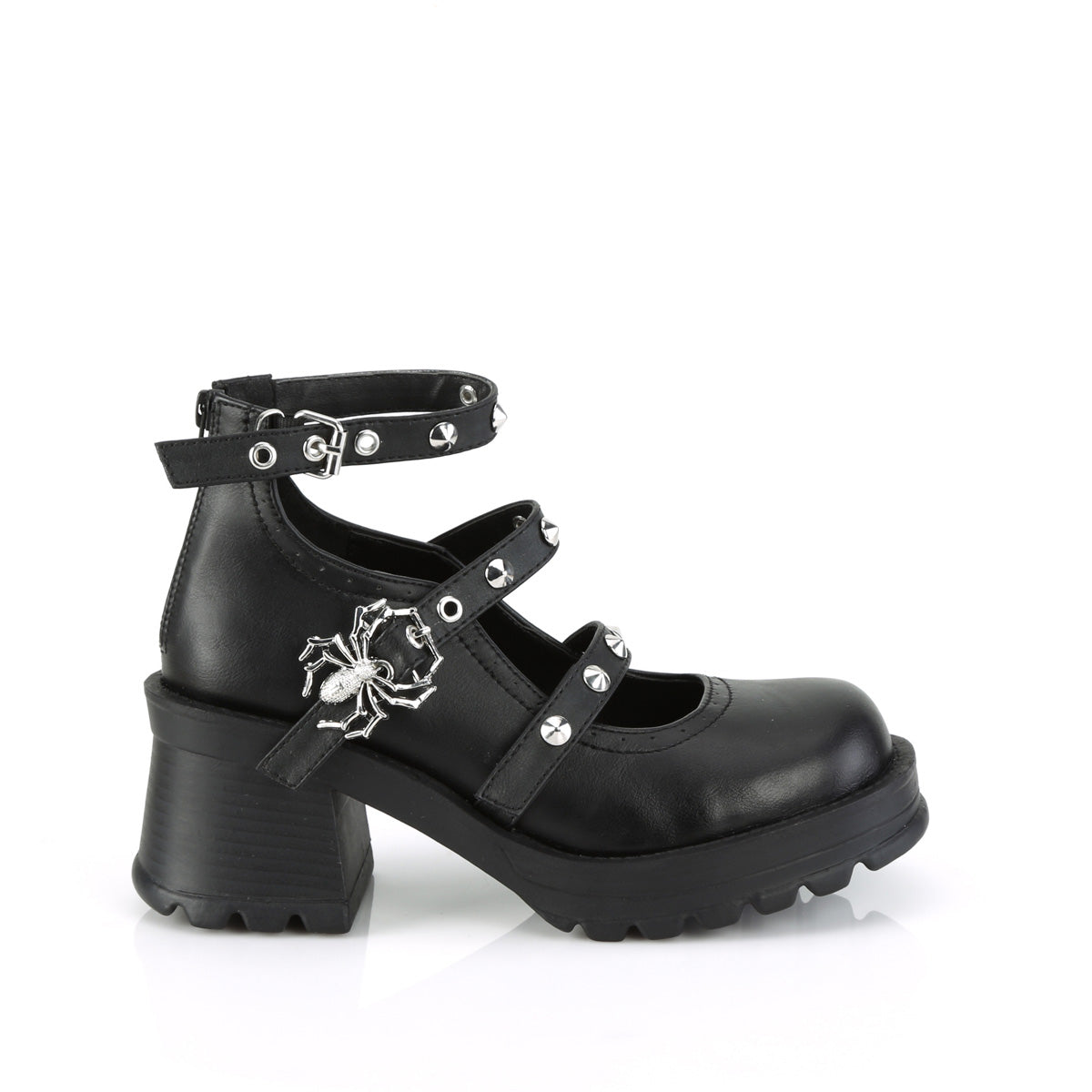 BRATTY-30 Demoniacult Alternative Footwear Black Spider Detail Platforms Shoes