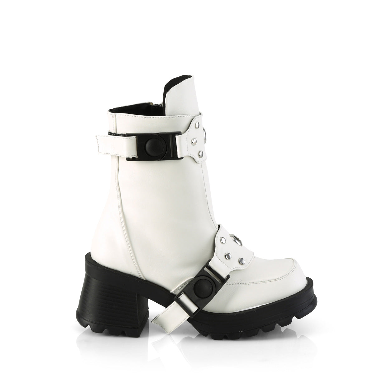 BRATTY-56 Demoniacult Alternative Footwear Women's White Ankle Boots