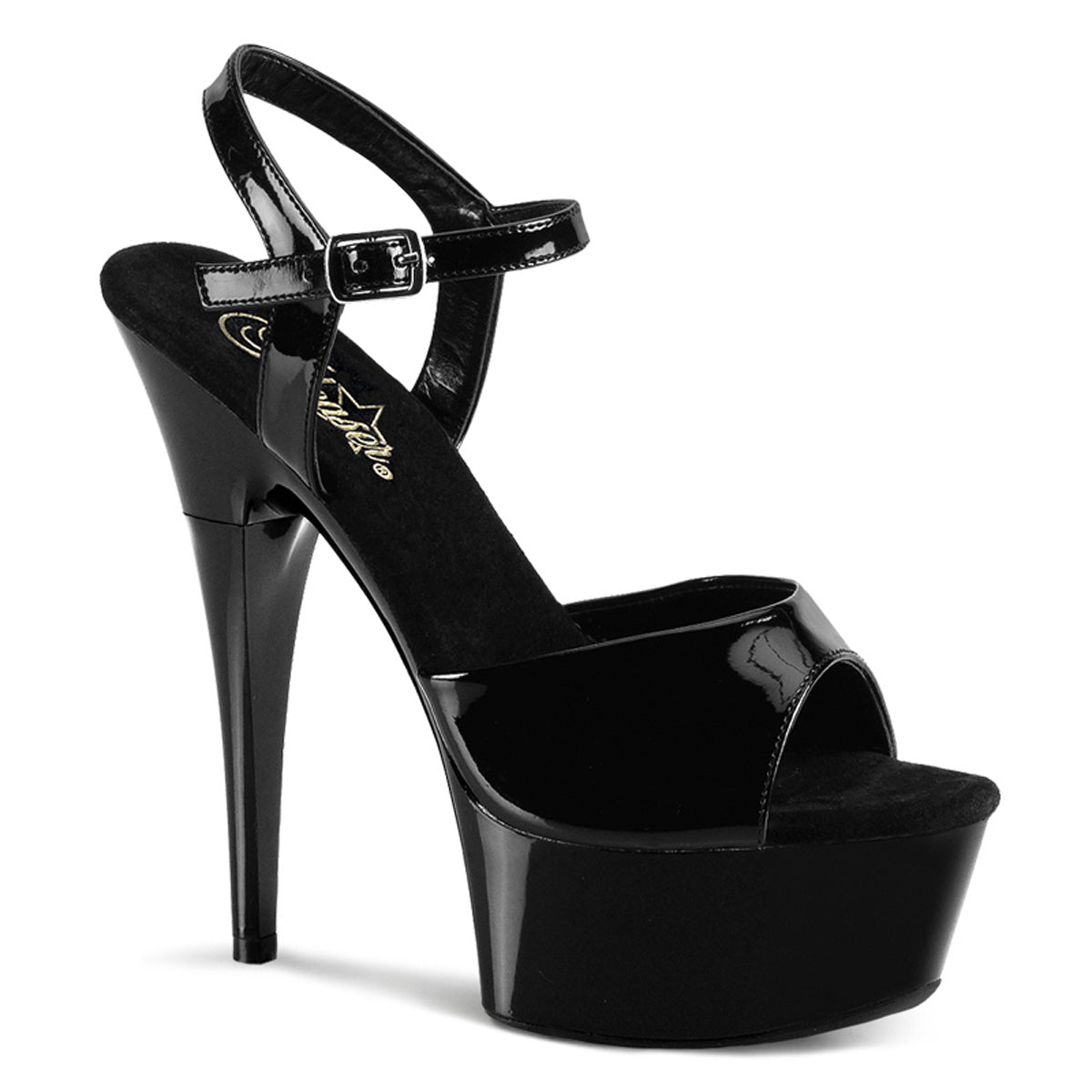 CAPTIVA-609 Sexy 6" Heel Black Patent  Stripper Platforms High Heels