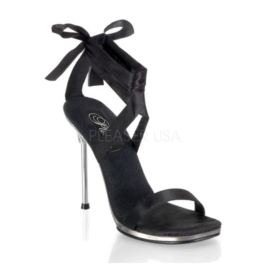 Pleaser CHIC14 Black Satin/Clear Sexy Shoes Discontinued Sale Stock