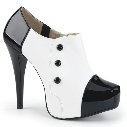 CHLOE-11 Large Size Ladies Shoes 5" Heel Black and White Platform Shoes
