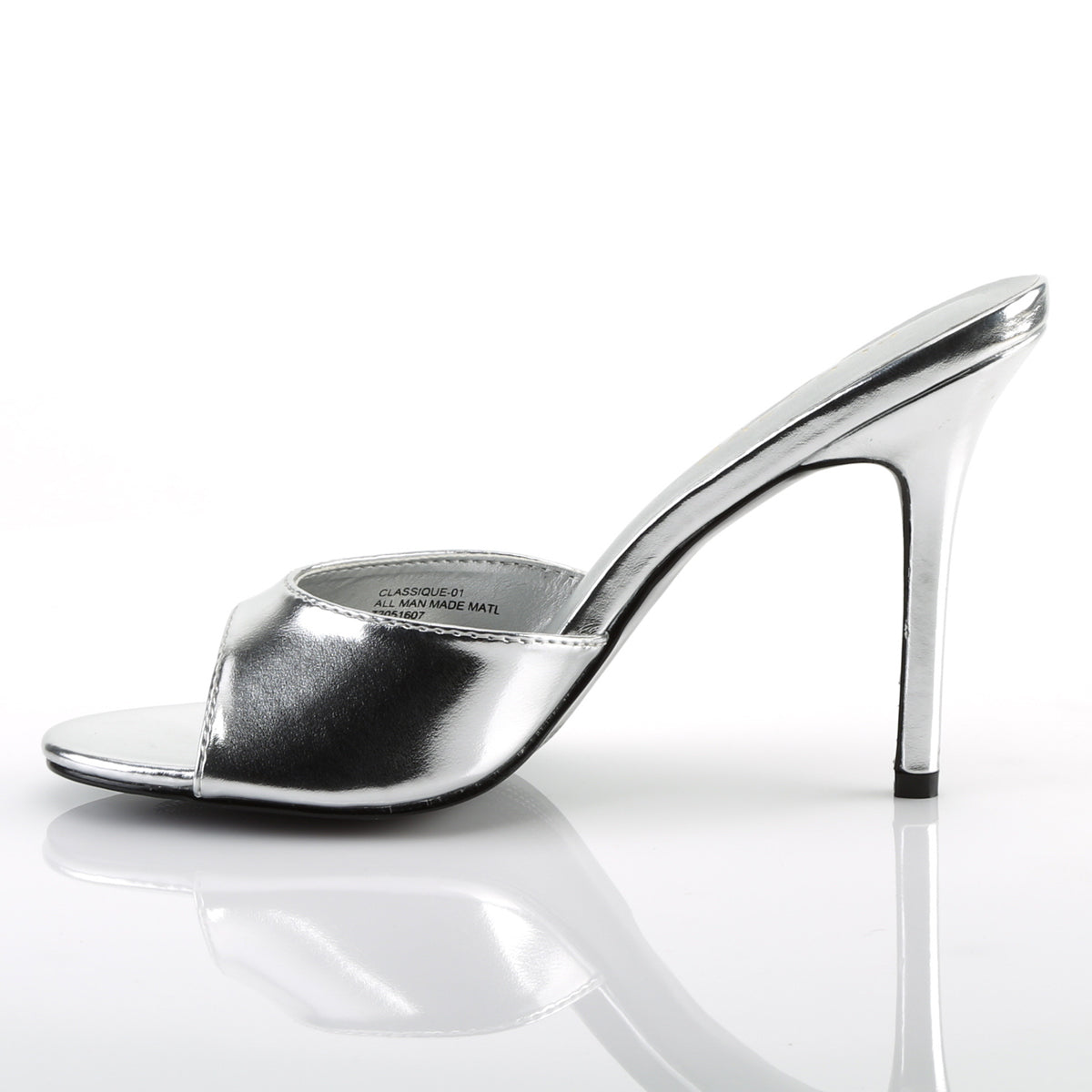 CLASSIQUE-01 Pleaser 4 Inch Heel Silver Fetish Footwear-Pleaser- Sexy Shoes Pole Dance Heels