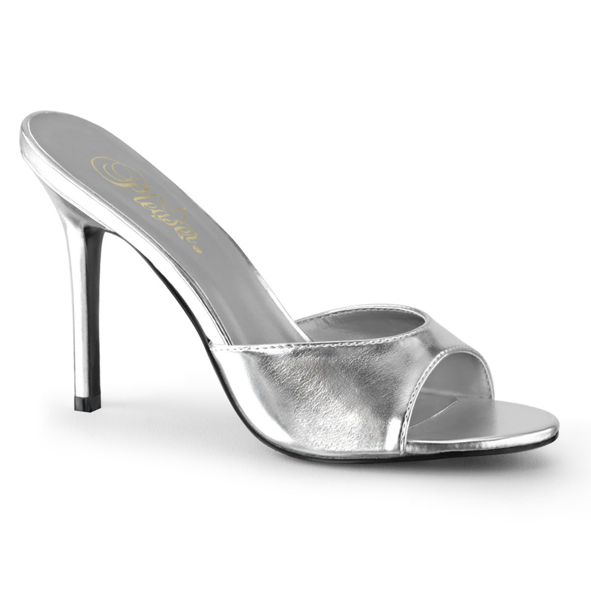 CLASSIQUE-01 Pleasers 4 Inch Heel Silver Fetish Footwear