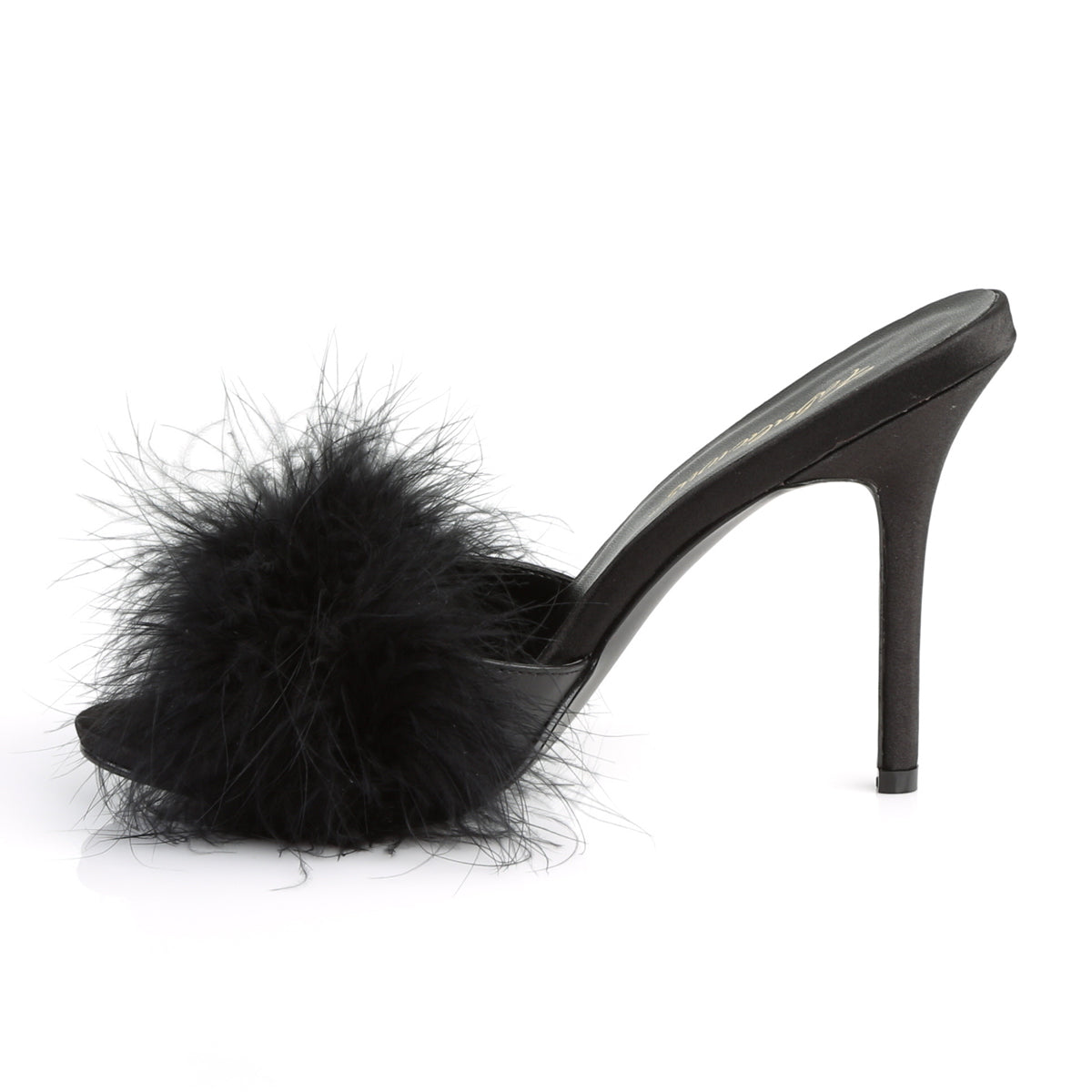 CLASSIQUE-01F Fetish 4" Heels Black Marabou Bedroom Shoes-Fabulicious- Sexy Shoes Pole Dance Heels