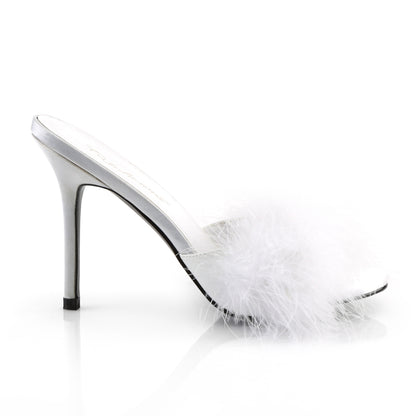 CLASSIQUE-01F Fetish Heel White Faux Fur Bedroom Sexy Shoes-Fabulicious- Sexy Shoes Fetish Heels