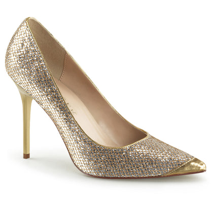 CLASSIQUE-20 Pleasers 4" Heel Gold Glittery Fetish Footwear