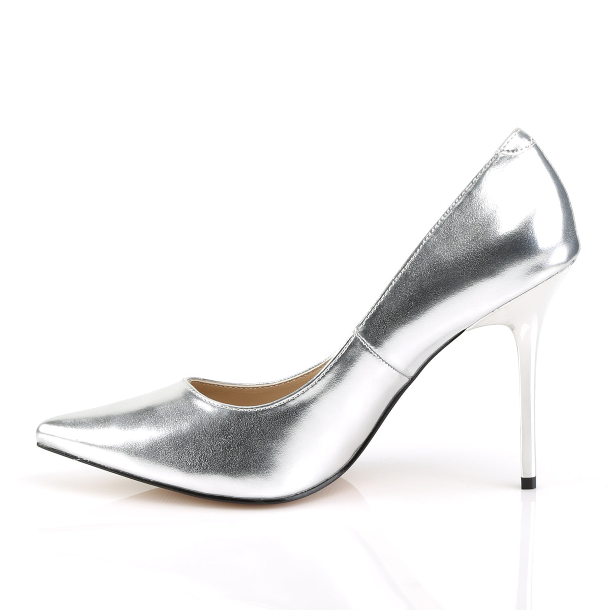 CLASSIQUE-20 Pleaser 4 Inch Heel Silver Fetish Footwear-Pleaser- Sexy Shoes Pole Dance Heels