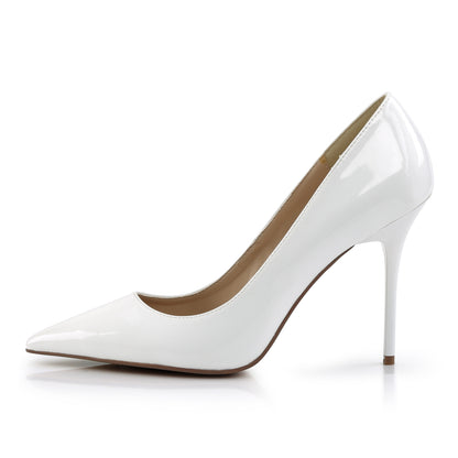CLASSIQUE-20 Pleaser 4" Heel White Patent Fetish Footwear-Pleaser- Sexy Shoes Pole Dance Heels