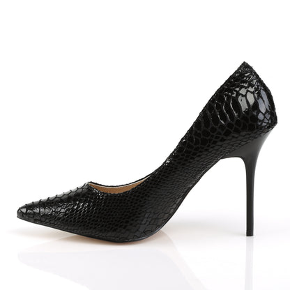 CLASSIQUE-20SP 4" Heel Black Snake-Print Leather Fetish Shoe-Pleaser- Sexy Shoes Pole Dance Heels