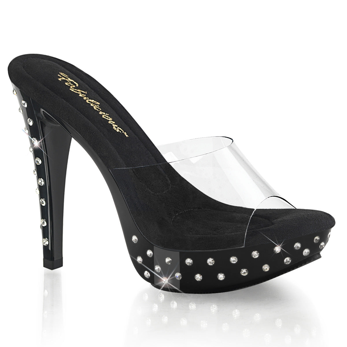 COCKTAIL-501SDT Fabulicious 5" Heel Clear Black Sexy Shoes