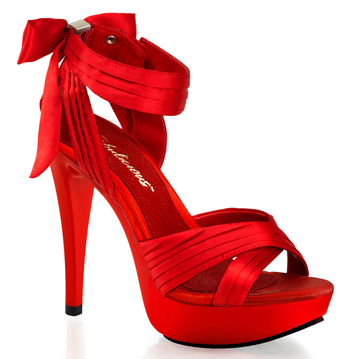 COCKTAIL-568 Fabulicious 5 Inch Heel Red Satin Sexy Shoes