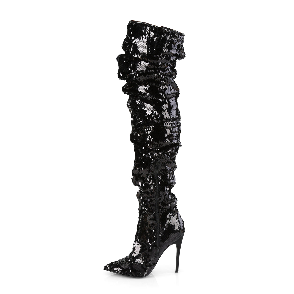 COURTLY-3011 Pleaser 5" Heel Black Sequins Fetish Footwear-Pleaser- Sexy Shoes Pole Dance Heels