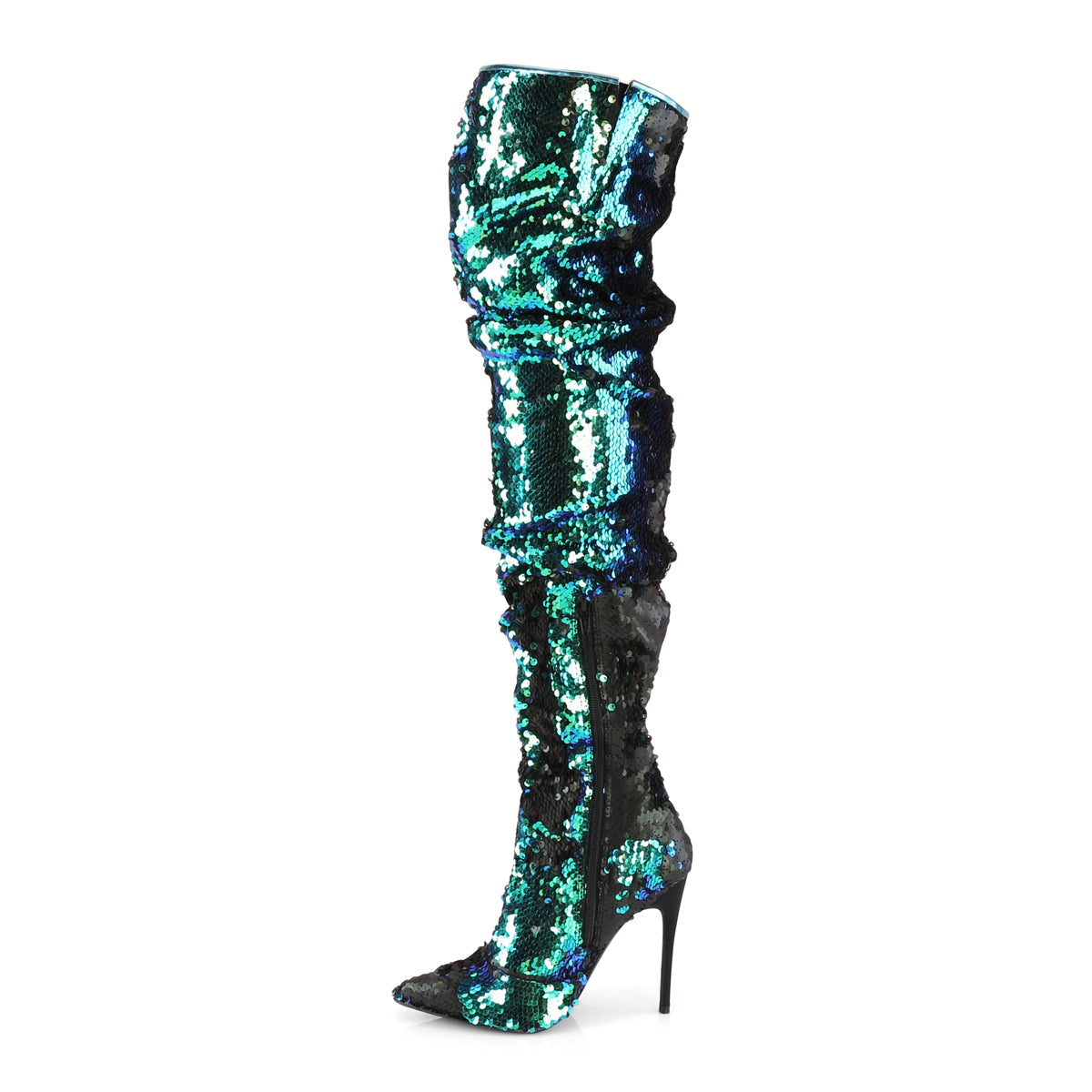 COURTLY-3011 5" Heel Green Iridescent Sequins Fetish Shoes-Pleaser- Sexy Shoes Pole Dance Heels