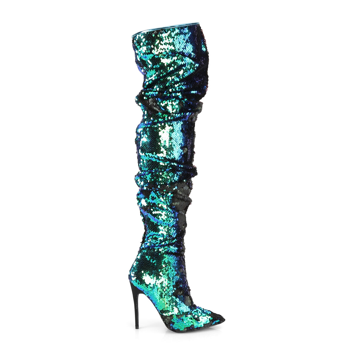COURTLY-3011 5" Heel Green Iridescent Sequins Fetish Shoes-Pleaser- Sexy Shoes Fetish Heels