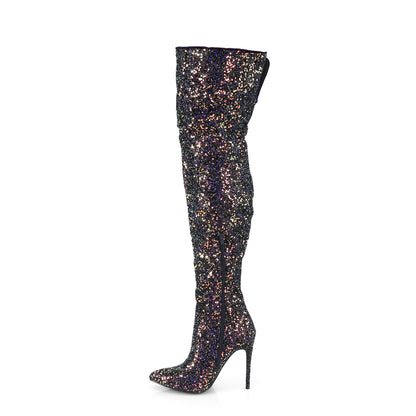 COURTLY-3015 5 Inch Heel Black Multi Glitter Fetish Footwear-Pleaser- Sexy Shoes Pole Dance Heels