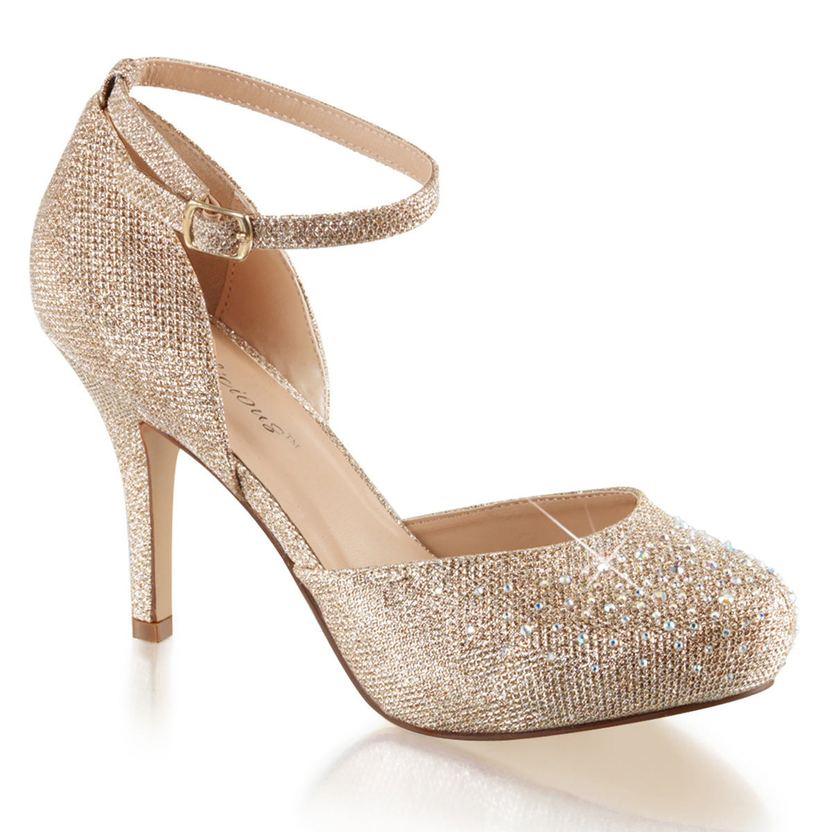 COVET-03 Fetish Nude Glitter Mesh Fabric Sexy Shoes Heels-Fabulicious- Sexy Shoes
