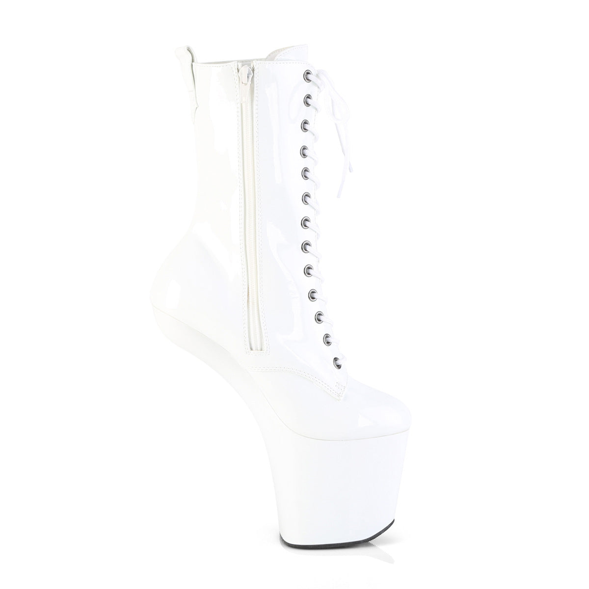 CRAZE-1040 White Clear Heel Pleaser Fetish Ankle Boots