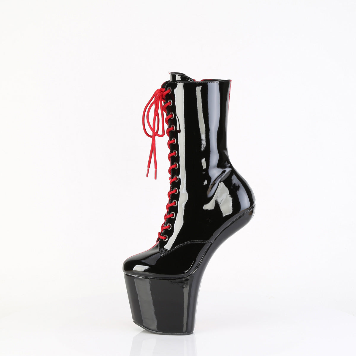 CRAZE-1040TT Black and Red Kinky Ankle Boots