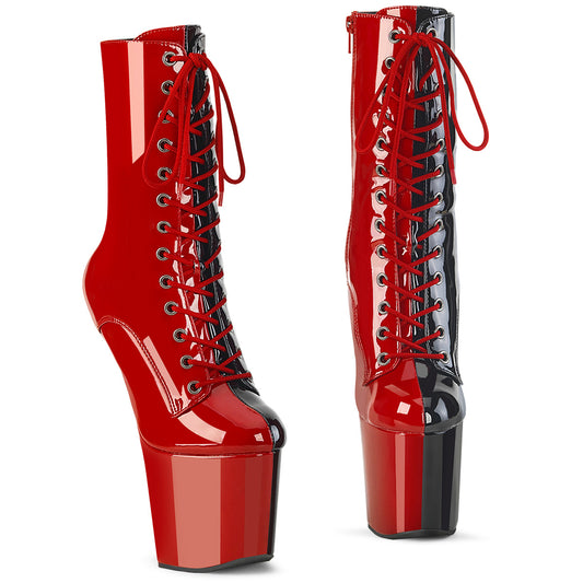 CRAZE-1040TT Black and Red Kinky Ankle Boots