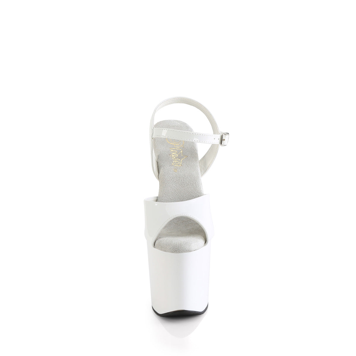 craze 809 pleaser white patent white shoes