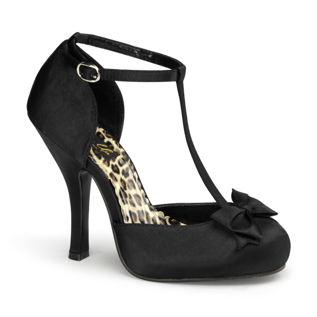 CUTIEPIE-12 Pin Up Glamour 4.5" Heel Black Satin Shoes