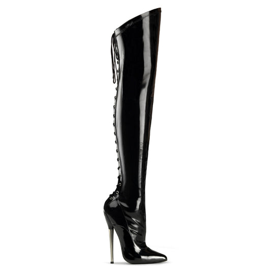 DAGGER 3060 Devious Fetish 6 Inch Heel Black Kinky Boots Devious Heels