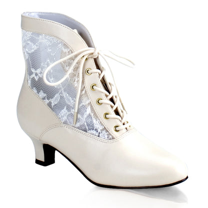 DAME-05 2 Inch Heel Ivory Pu Women's Boots Funtasma Costume Shoes