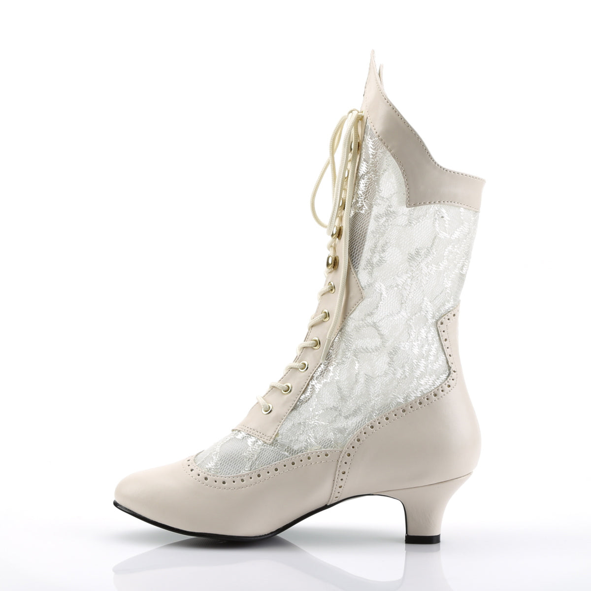 DAME-115 2 Inch Heel Ivory Pu Women's Boots Funtasma Costume Shoes 