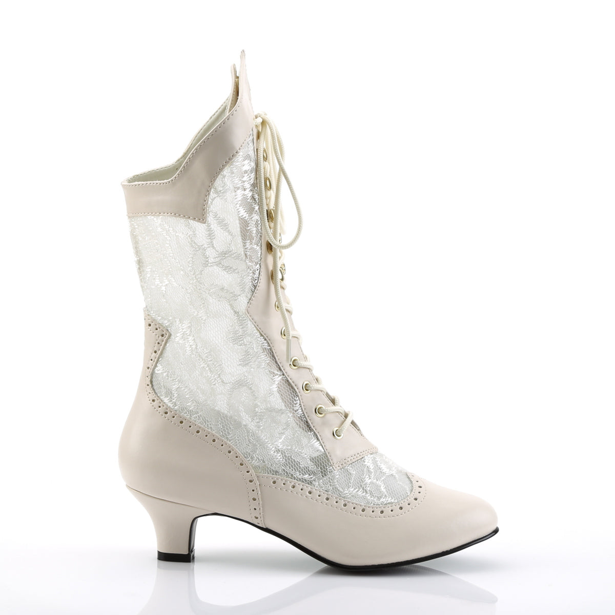 DAME-115 2 Inch Heel Ivory Pu Women's Boots Funtasma Costume Shoes Fancy Dress