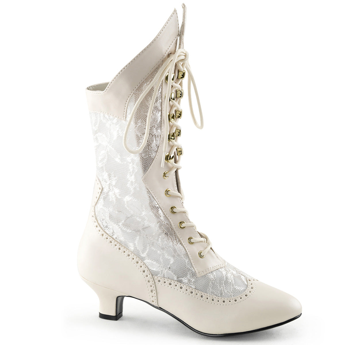 DAME-115 2 Inch Heel Ivory Pu Women's Boots Funtasma Costume Shoes