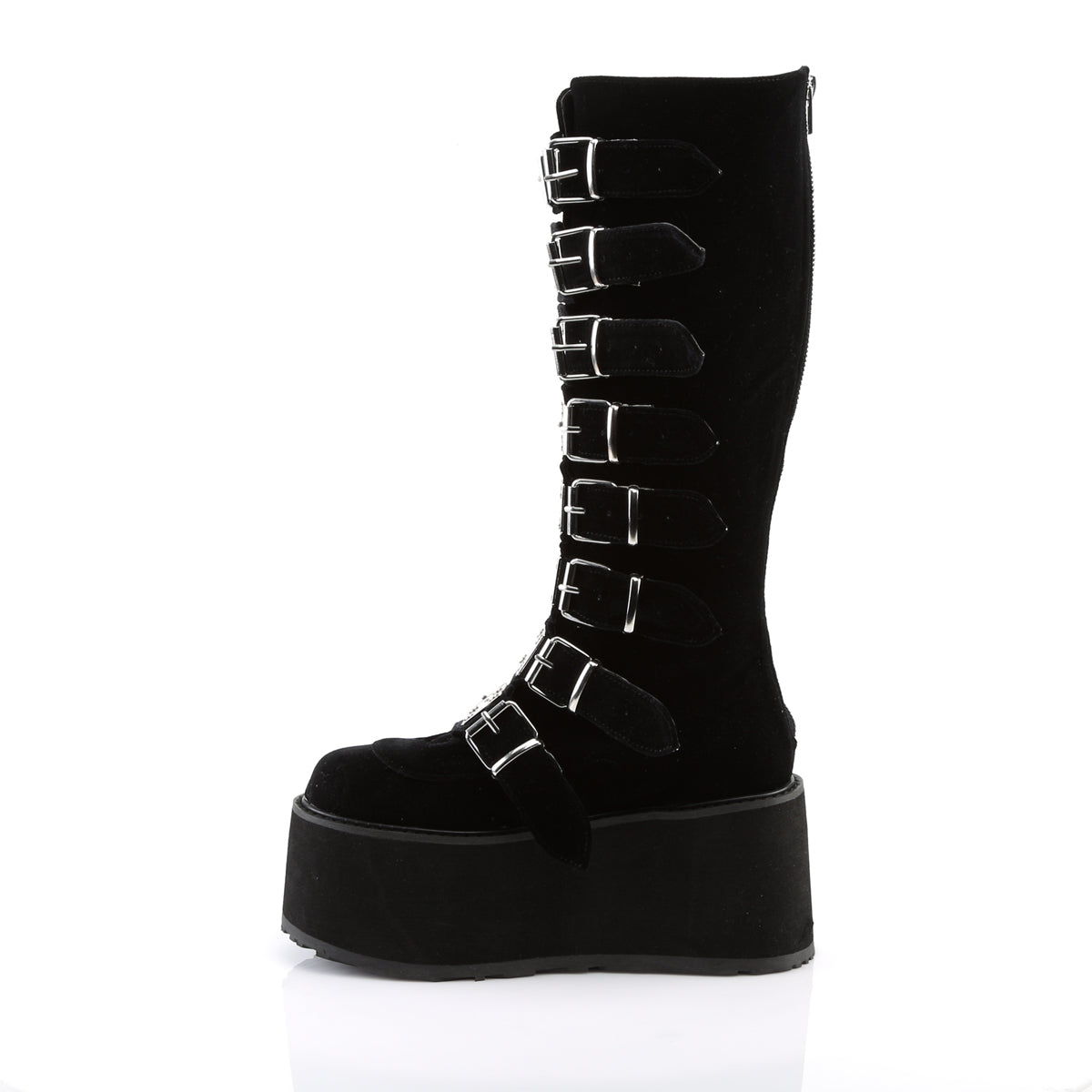 damned 318 demonia footwear womens knee highs white