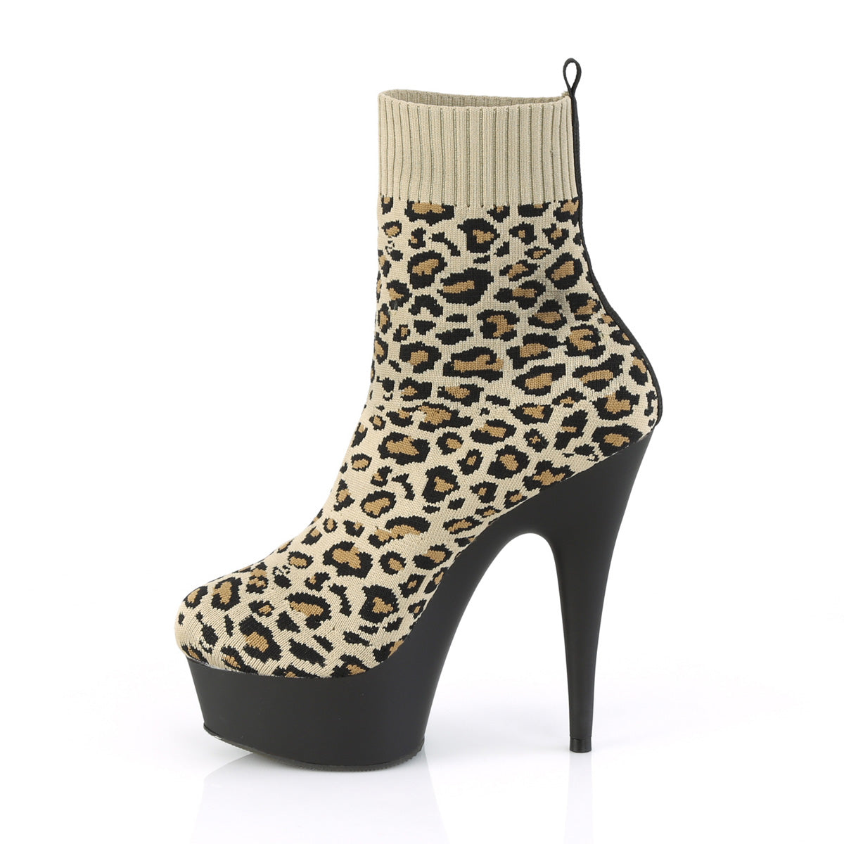 DELIGHT-1002LP 6" Heel Tan Leopard Print Pole Dancer Shoes-Pleaser- Sexy Shoes Pole Dance Heels