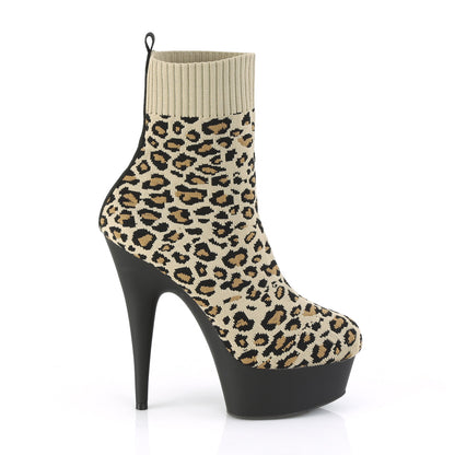 DELIGHT-1002LP 6" Heel Tan Leopard Print Pole Dancer Shoes-Pleaser- Sexy Shoes Fetish Heels