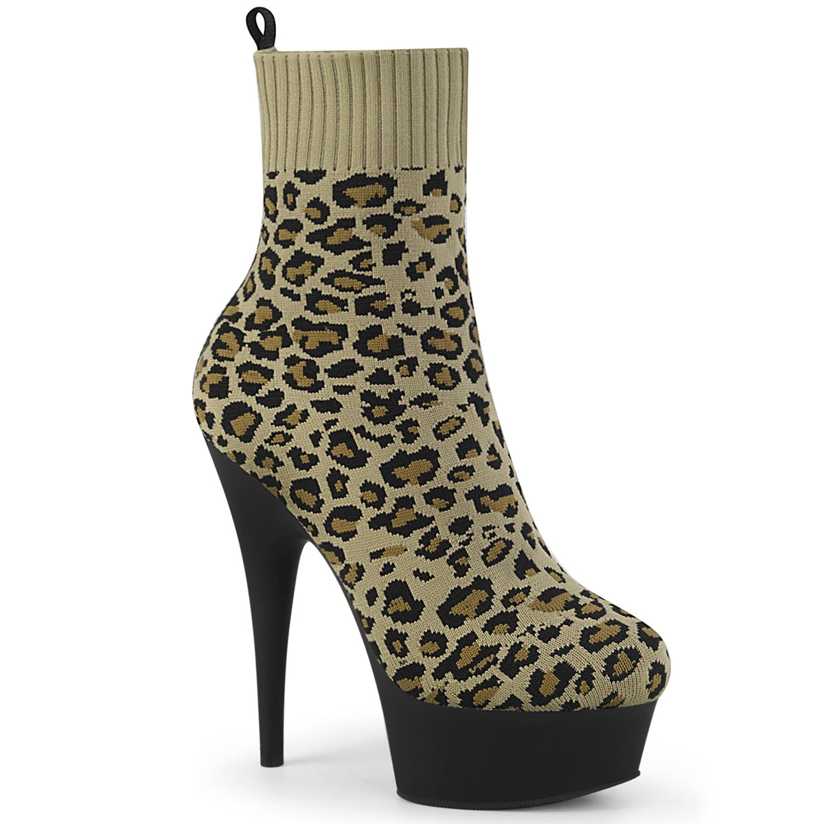 DELIGHT-1002LP 6" Heel Tan Leopard Print Pole Dancer Shoes