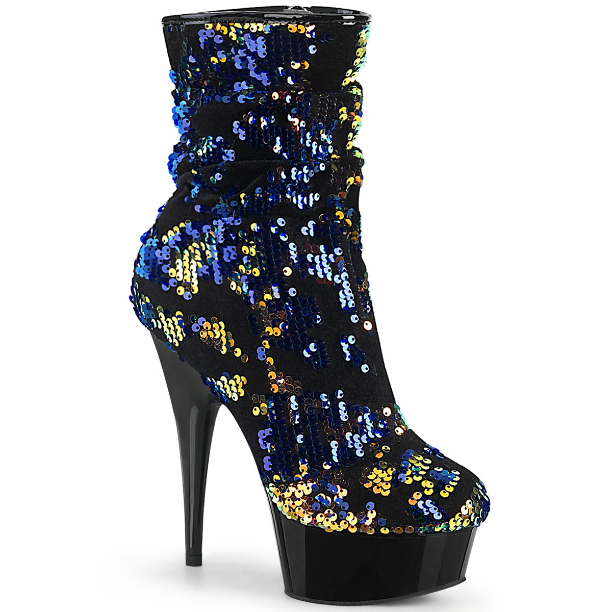 DELIGHT-1004 6" Heel Blue Iridescent Sequins Strippers Shoes