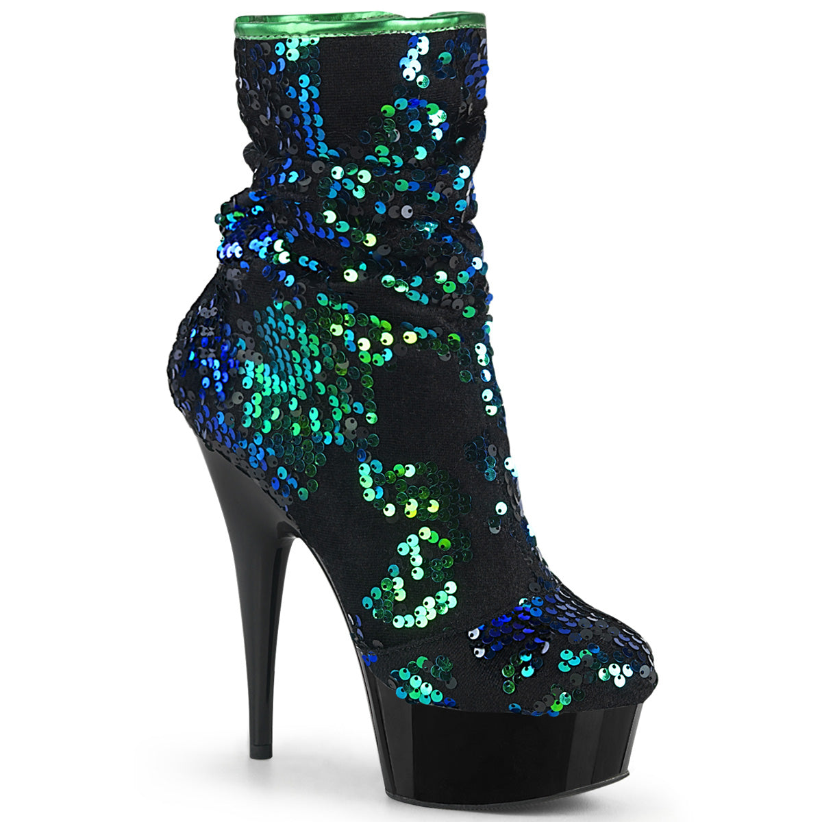 DELIGHT-1004 6" Heel Green Iridescent Sequins Strippers Shoe-Pleaser- Sexy Shoes