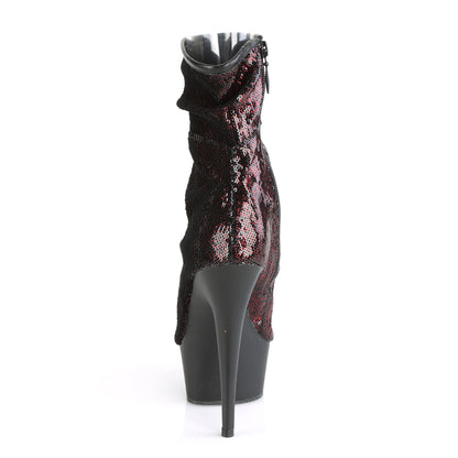 DELIGHT-1008SQ 6" Heel Burgundy Sequins Pole Dancer Boots-Pleaser- Sexy Shoes Fetish Footwear