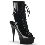 Delight-1016 Plataformas de stripper de patente negra de 6 pulgadas Botas de tobillo alto